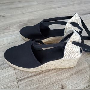 Anthropologie GAIMO "Valencia" Espadrille Sandal, Tie Ankle, Black, 9.5, NWOT